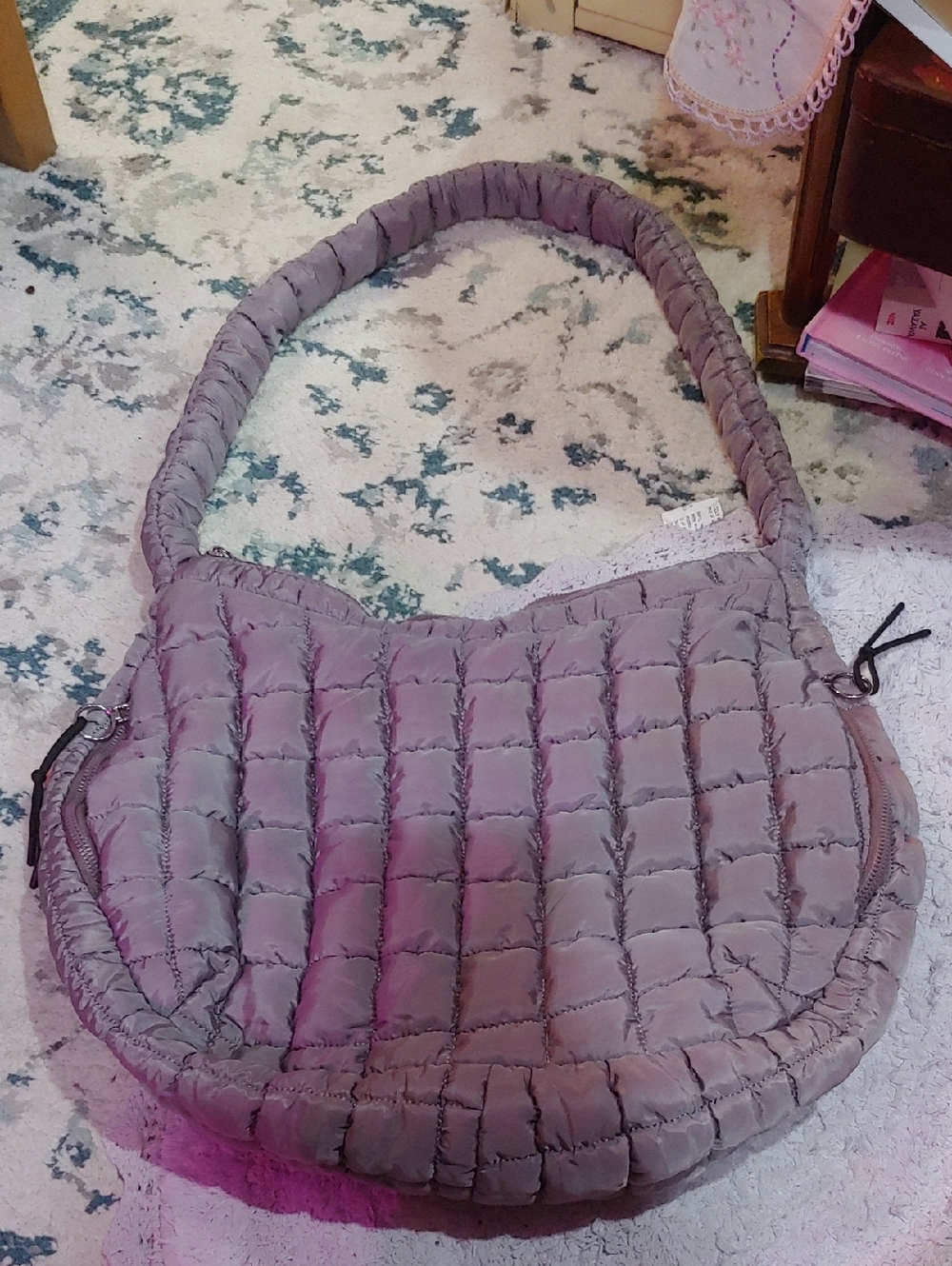 Amazon Quilted Shoulder Bag in Lavender Gray